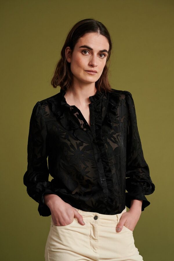 POM Amsterdam SP6603 Blouse - Flowers Silhouette Black - Image 4