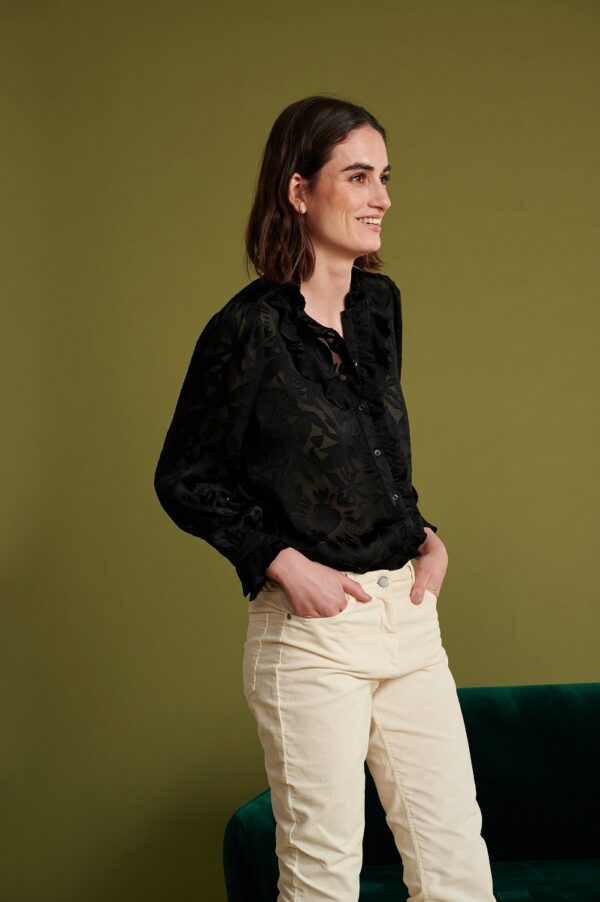 POM Amsterdam SP6603 Blouse - Flowers Silhouette Black - Image 3