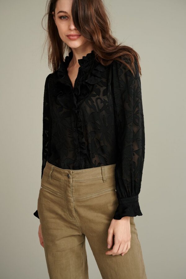 POM Amsterdam SP6603 Blouse - Flowers Silhouette Black - Image 2