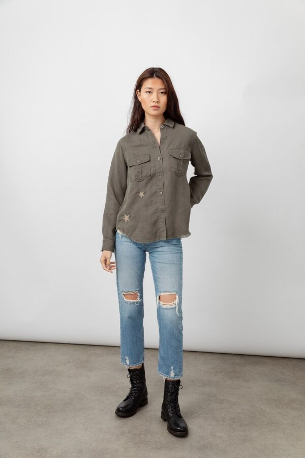 Rails Loren Shirt - Olive Gold Star Embroidery - Image 2