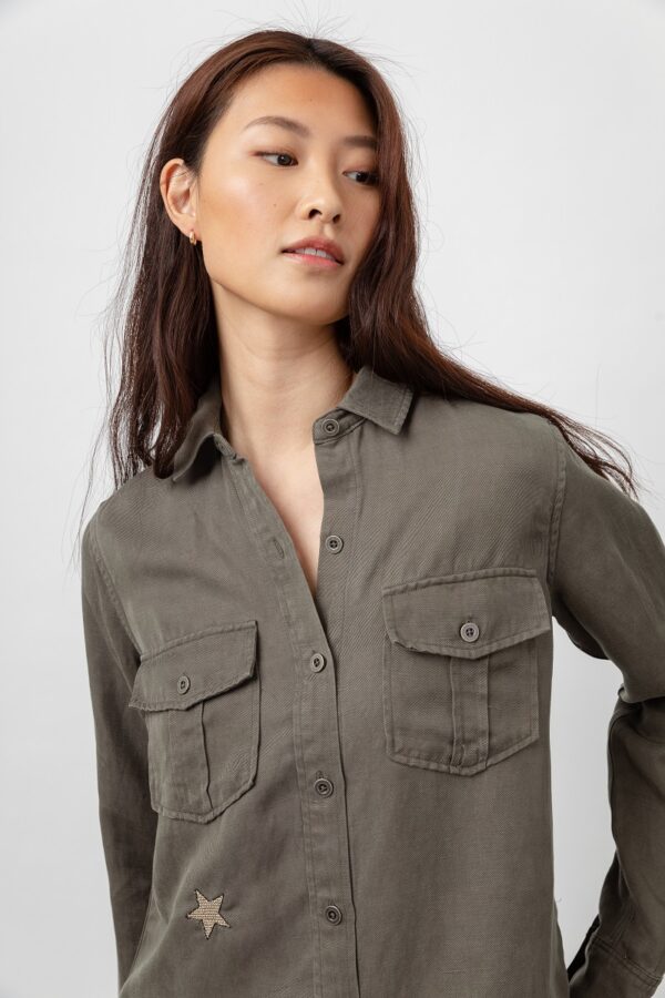 Rails Loren Shirt - Olive Gold Star Embroidery - Image 3