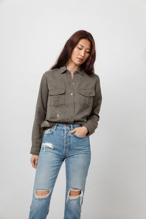 Rails Loren Shirt - Olive Gold Star Embroidery - Image 5