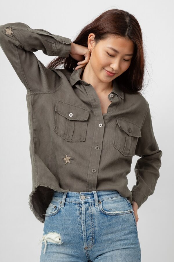 Rails Loren Shirt - Olive Gold Star Embroidery - Image 6