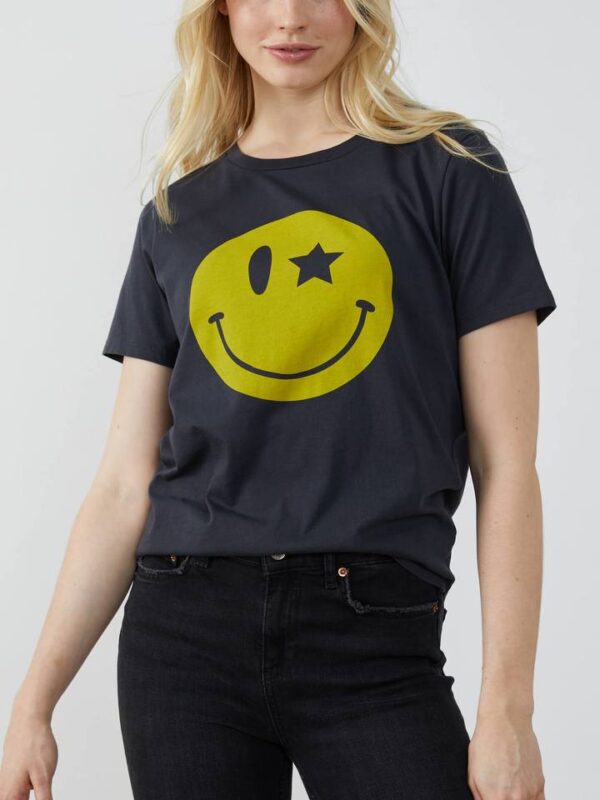 South Parade Lola Smiley T Shirt - Smoke Black