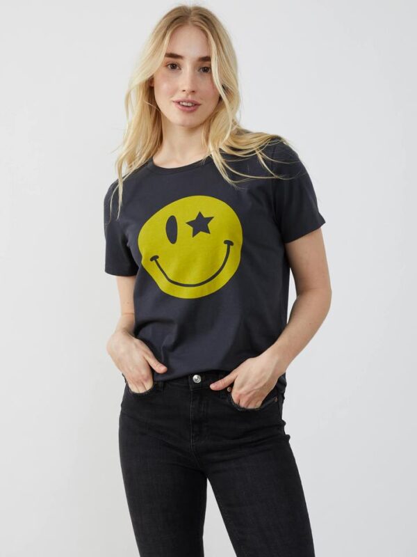 South Parade Lola Smiley T Shirt - Smoke Black - Image 3