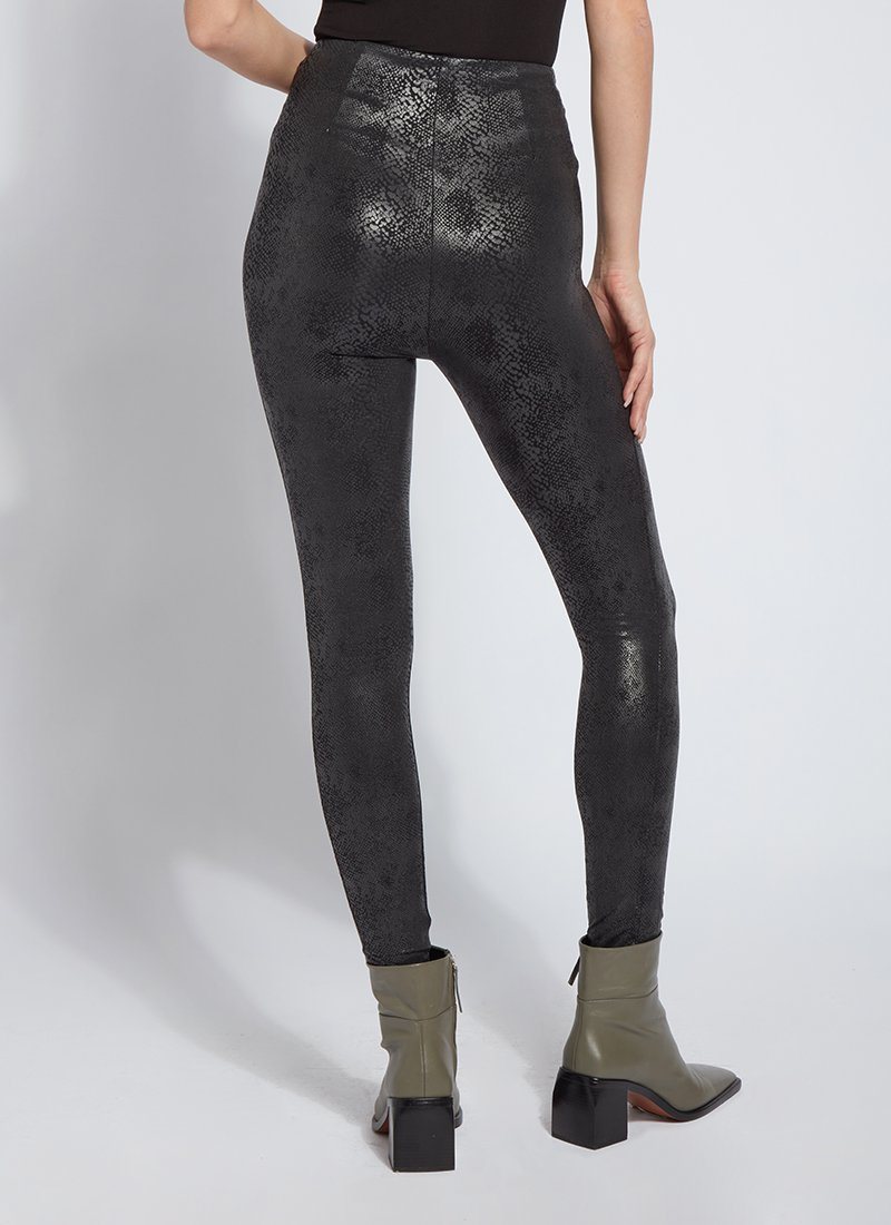 Lyssé Matilda Foil Vegan Leather Legging - Black Snake - Stick and