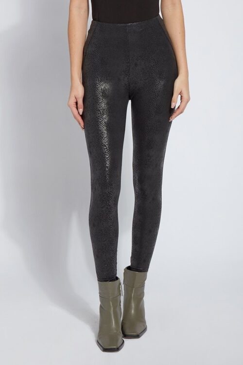 Lyssé Matilda Foil Vegan Leather Legging – Black Snake