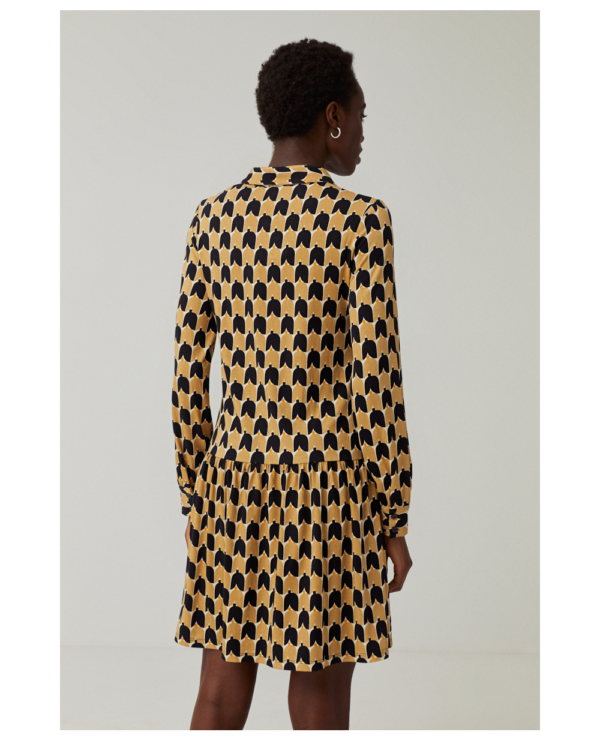 Surkana Short Floaty Shirt Dress - Black Print - Image 4