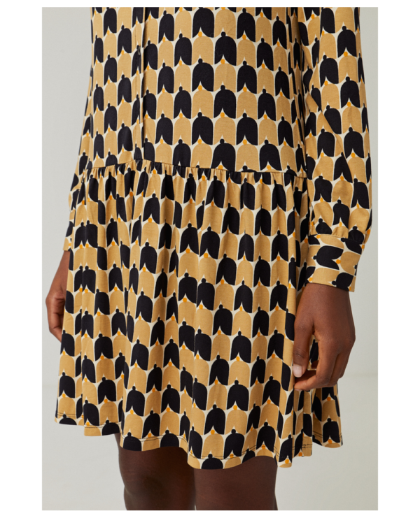 Surkana Short Floaty Shirt Dress - Black Print - Image 3