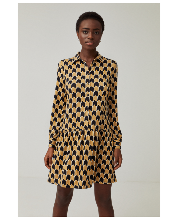 Surkana Short Floaty Shirt Dress - Black Print