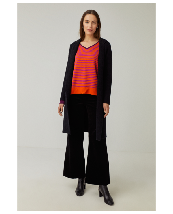Surkana Striped V Neck Jumper - Orange - Image 3
