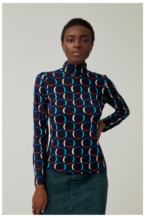 Surkana High Neck Long Sleeve Top – Blue