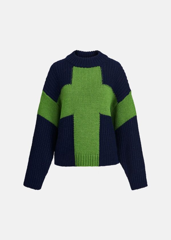 Essentiel Antwerp Amboselli Sweater with Cross - Combo 1 Army Navy A1AN