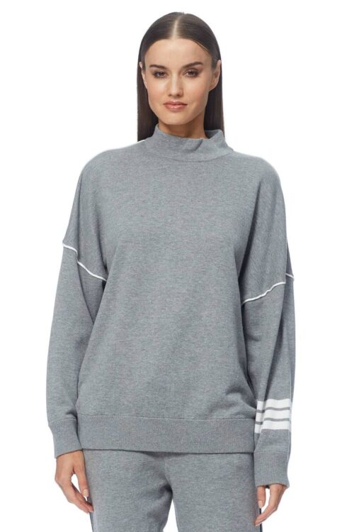 360 Cashmere Kellie Sweater – Mid Heather Grey / Chalk
