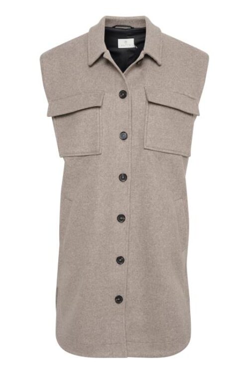 Kaffe KAmelida Waistcoat – Taupe Grey Melange