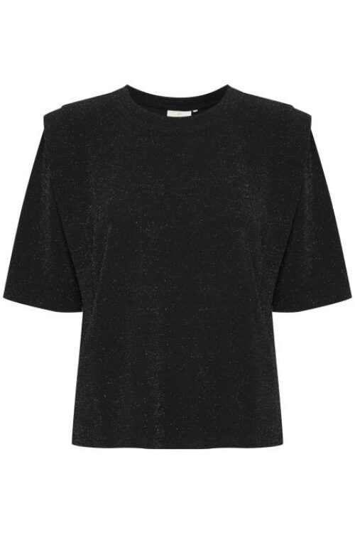 Kaffe KAsec Lurex T-Shirt – Black With Silver