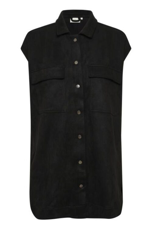 Kaffe KAsirana Faux Suede Waistcoat – Black Deep