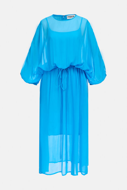 Essentiel Antwerp Bilver Puff Sleeve Midi Dress – Blue Sapphire