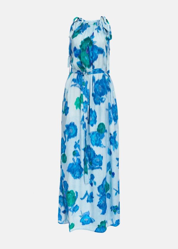 Essentiel Antwerp Badabing Floral Halter Neck Maxi Dress - Blue Sapphire