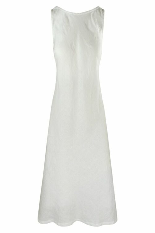 Haris Cotton A-Line Midi Dress – White