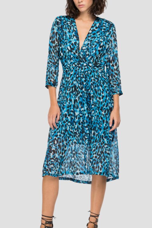 Replay Georgette Dress – Blue/Black