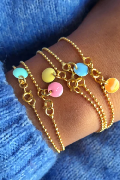 Enamel Copenhagen Ball Chain Bracelet – Gold