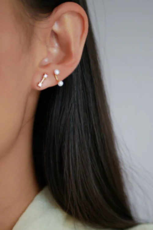 Enamel Copenhagen 2 Pearls Earrings – Gold