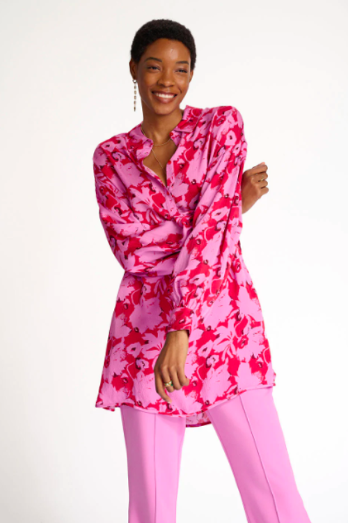 POM Amsterdam SP7048 Blouse – Flowers Hot Pinks