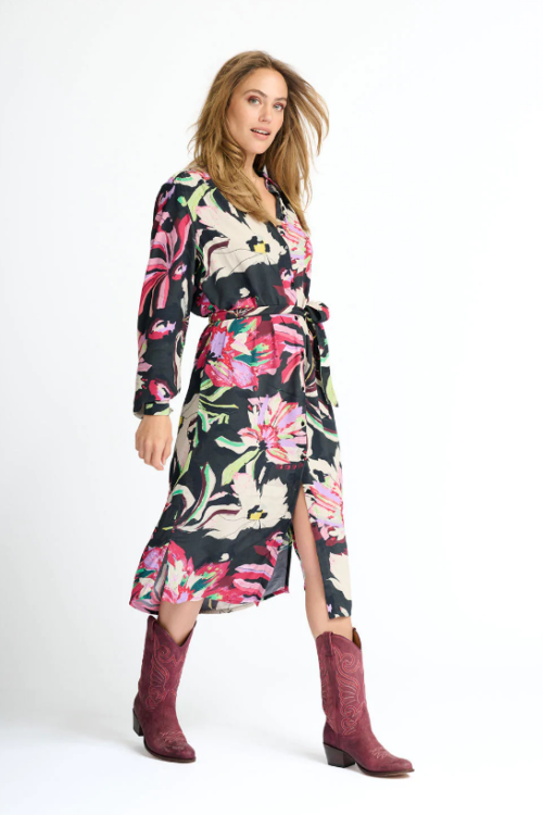 POM Amsterdam SP7125 Dress – Kae Flower Blaze Anthracite