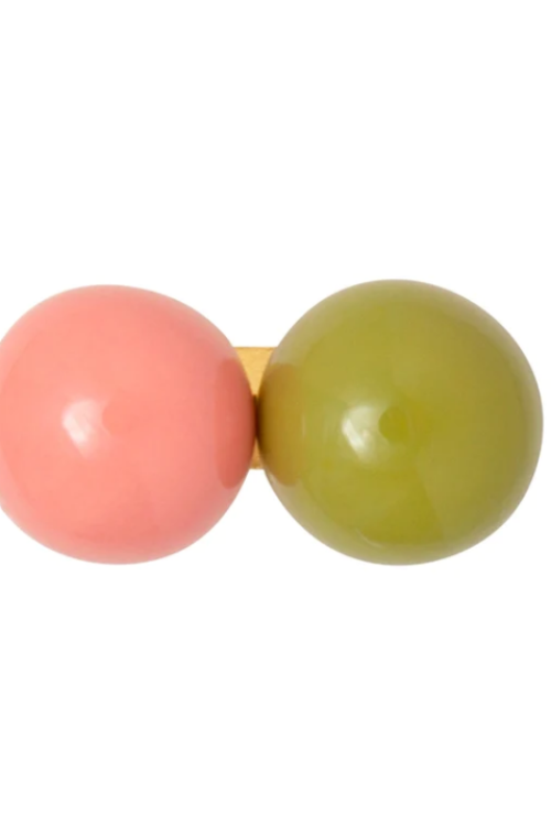 Lulu Copenhagen Double Colour Ball Stud – Blue Gold/Burnt Coral Willow Green