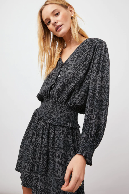 Rails Zana Dress – Charcoal Abstract Animal