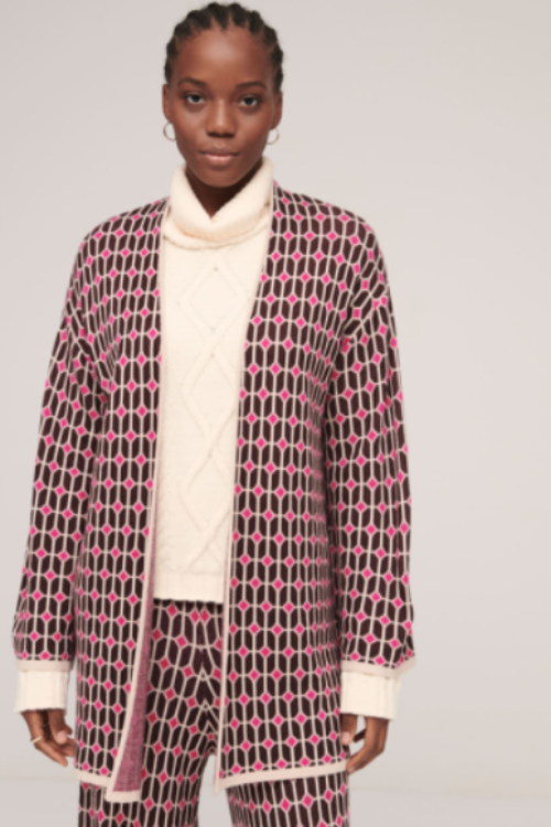 Surkana Jacquard Cardigan – Pink