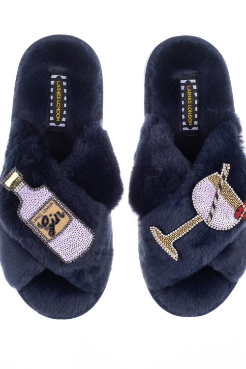 Laines London Classic Slipper With Premium Deluxe Gin Brooches