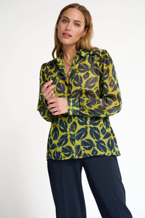 POM Amsterdam SP7078 Blouse – Mythical Birds Moss