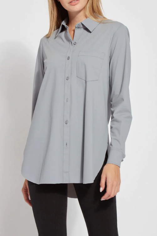 Lyssé Schiffer Button Down Shirt – Blue Fog