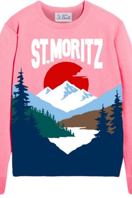 MC2 Saint Barth Postcard Crewneck Sweater – Pink