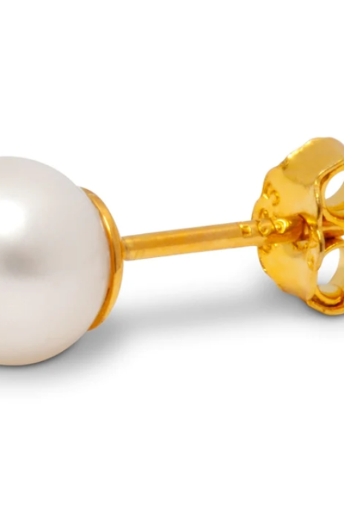 Lulu Copenhagen Large Pearl Stud – Gold
