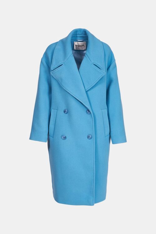 Essentiel Antwerp Cozy Double-Breasted Coat – Blue