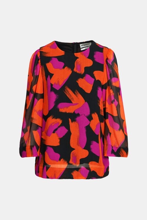 Essentiel Antwerp Cranberry Abstract-Print Top – Black