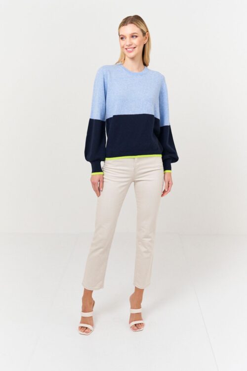 Brodie Cashmere Colour Block Sweater – Blue