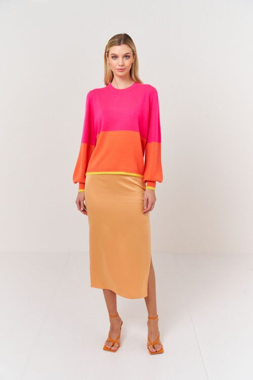 Brodie Cashmere Colour Block Sweater – Pink