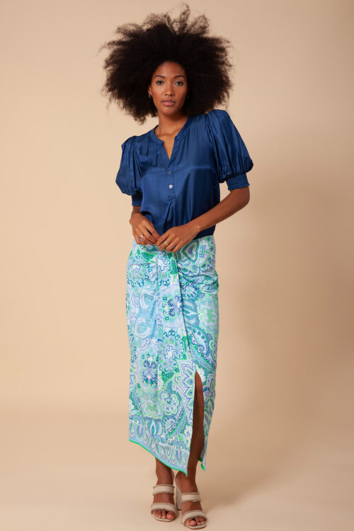 Hale Bob Adaline Draped Skirt – Blue