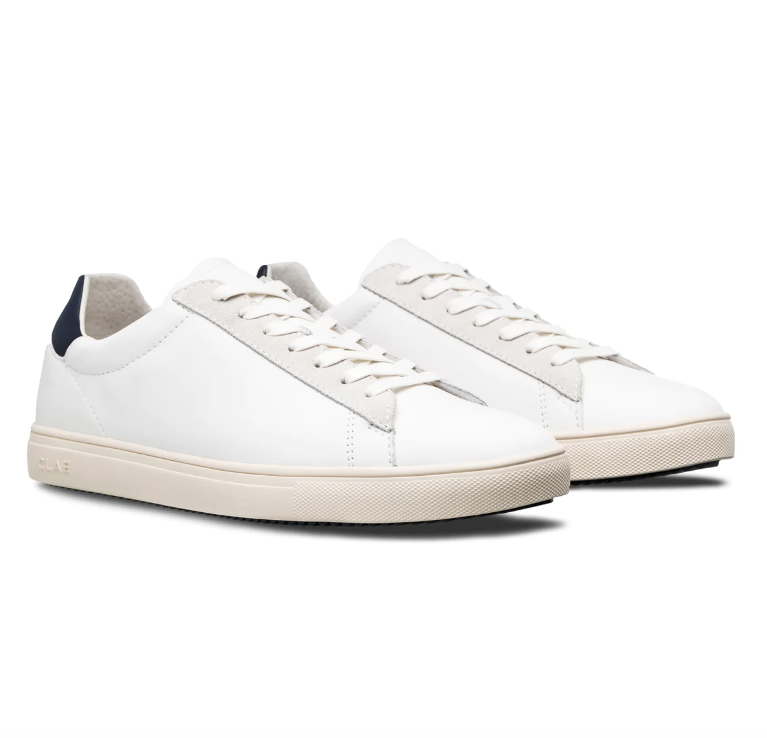 Clae Bradley California Trainers - White Leather Navy