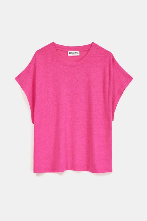 Essentiel Antwerp Duplicar Linen T-Shirt – Fuchsia