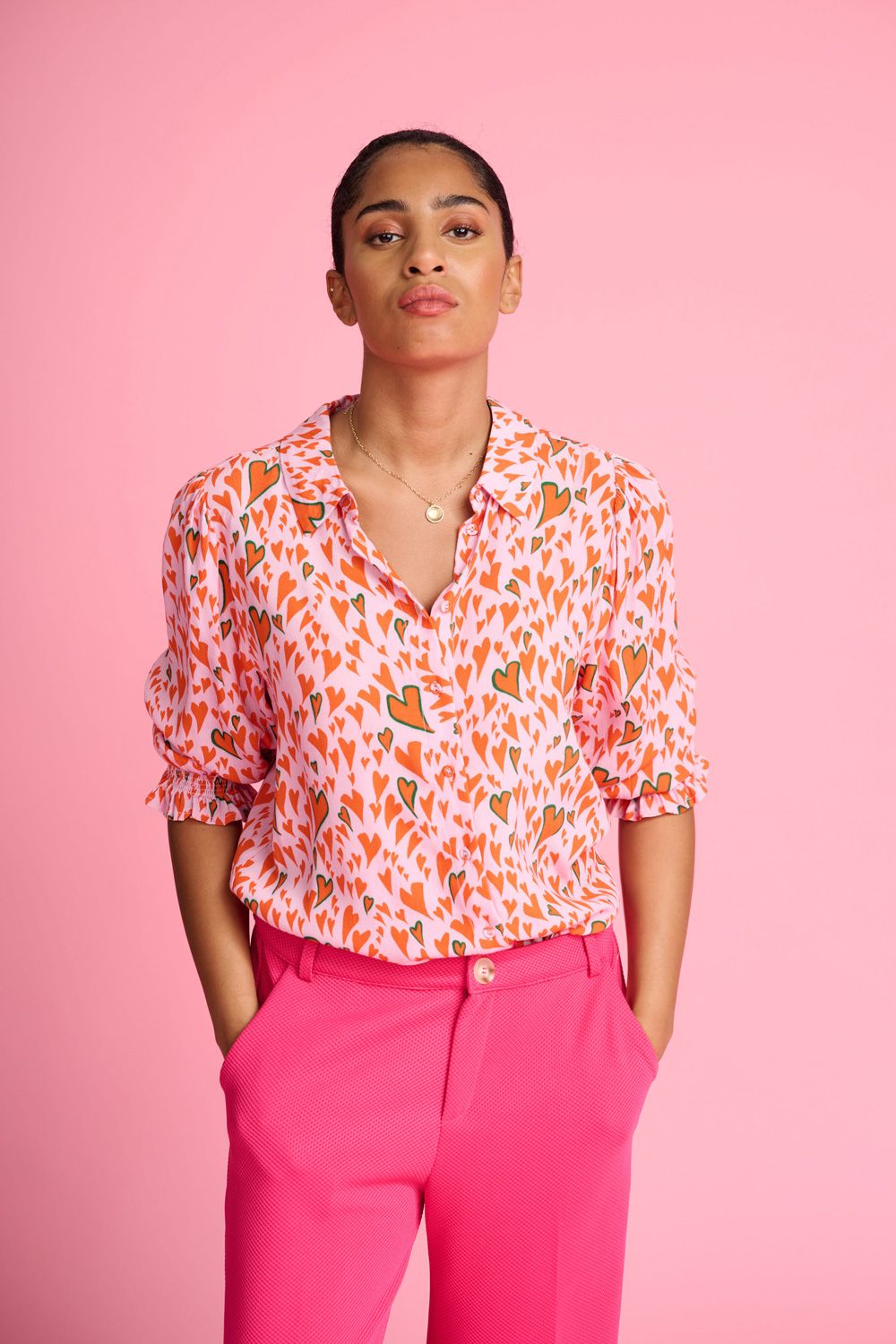 POM Amsterdam SP7228 Blouse - Heart to Heart Pink