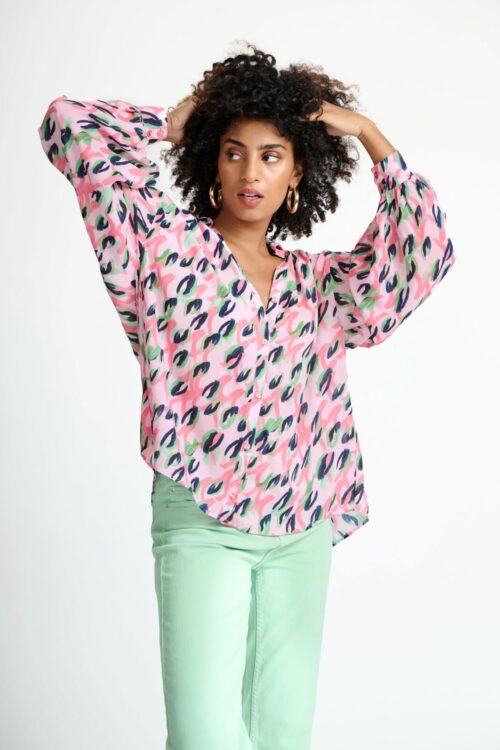 POM Amsterdam SP7241 Blouse – Violet Animal Pink