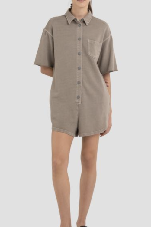 Replay Essential Oversized Fleece Romper – Warm Grey