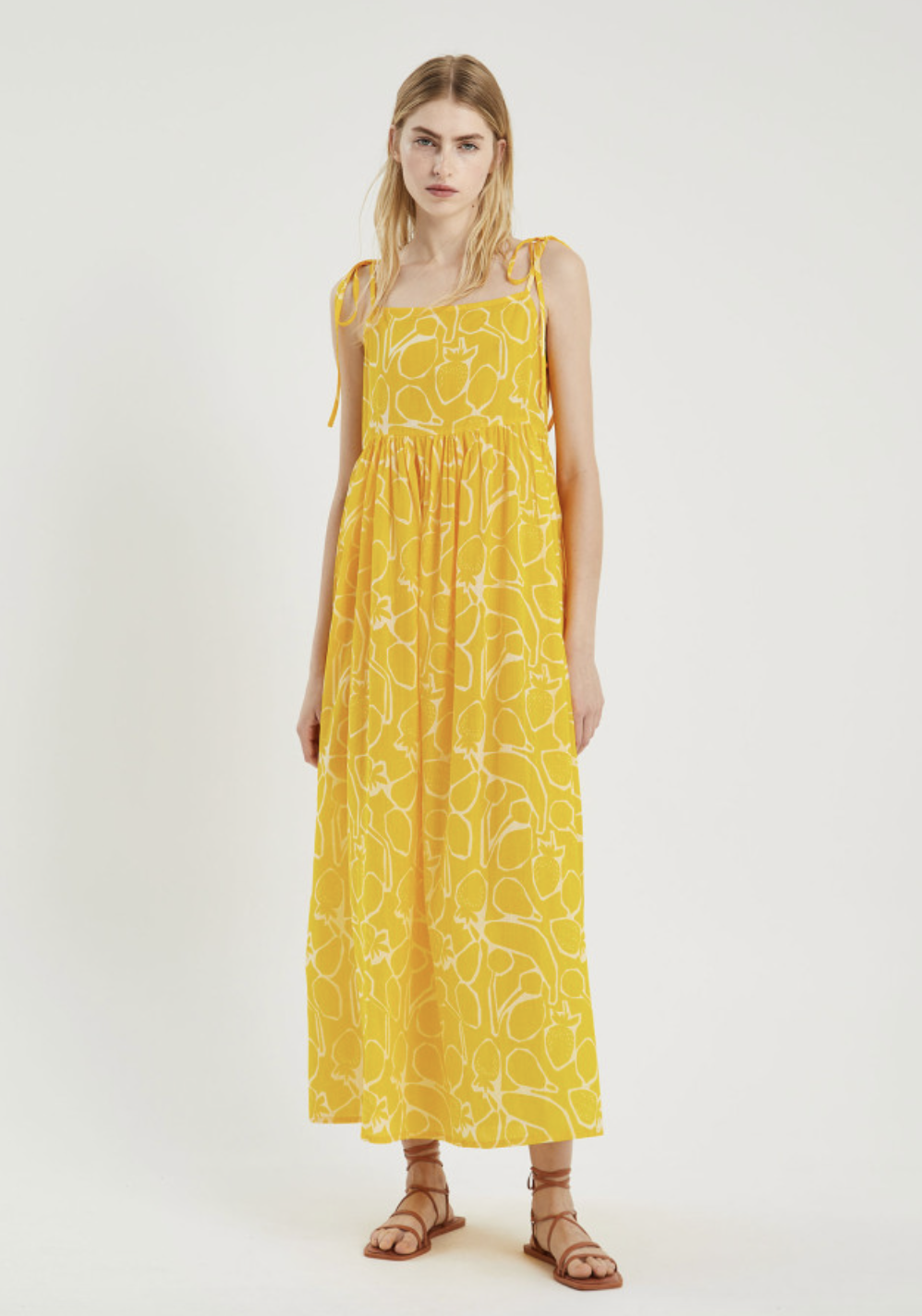 Compañia Fantastica Fruit Print Maxi Dress – Yellow