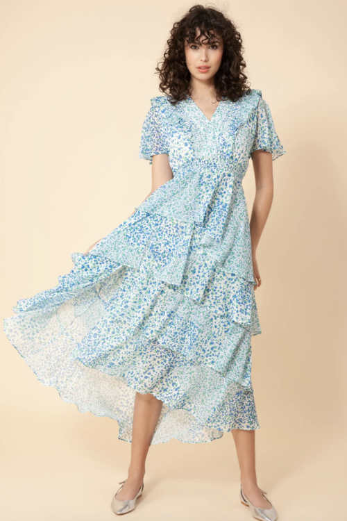 Hale Bob Sania Chiffon Tiered Dress – Blue