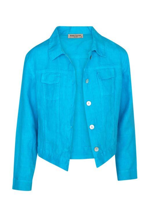 Haris Cotton Linen Jacket – Zante Blue